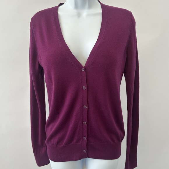 Uniqlo Fuchsia Women's Wool Knit Cardigan Long Sleeve, Sz: S (b34) - Picture 1 of 5